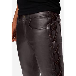 RICANO  Pantalon en cuir pour hommes, avec lacets, en cuir de vache ciré. 