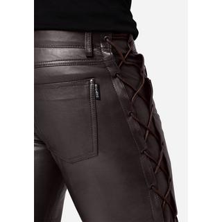 RICANO  Pantalon en cuir pour hommes, avec lacets, en cuir de vache ciré. 