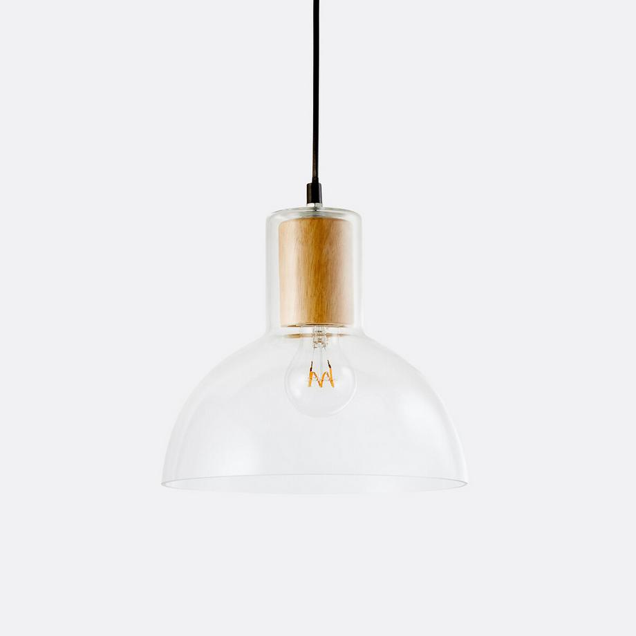 Suspension verre et bois Ø24