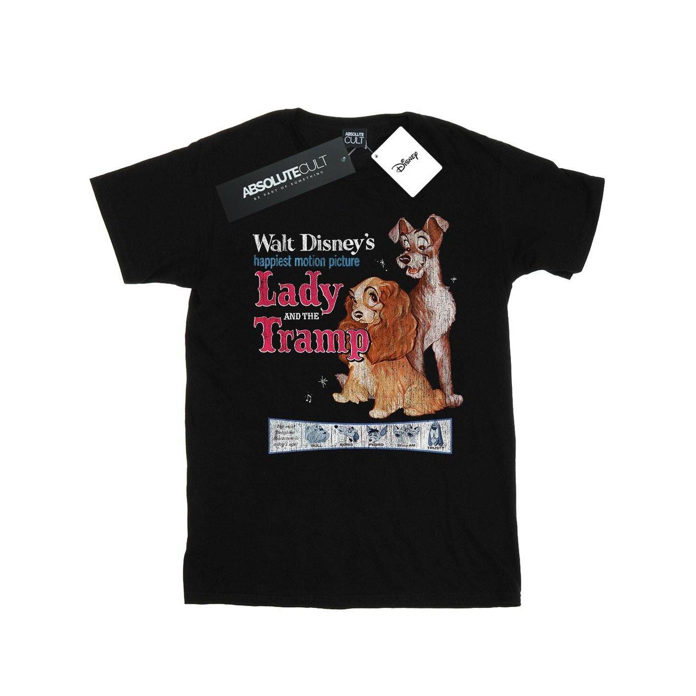 Image of Lady And The Tramp Distressed Classic Poster Tshirt Unisex Schwarz 152-158