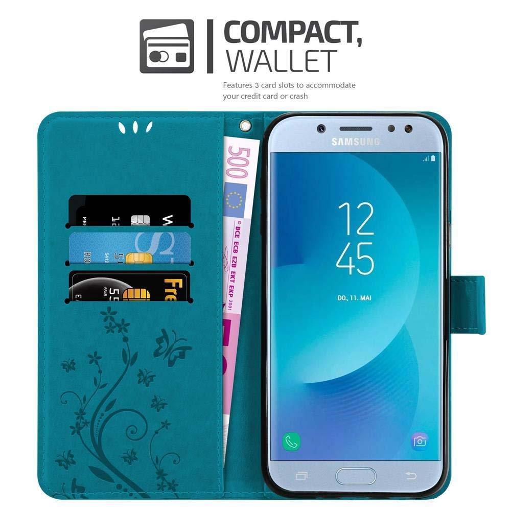 Cadorabo  Housse compatible avec Samsung Galaxy J5 2017 - Coque de protection au design floral avec fermeture magnétique, fonction de support et emplacements pour cartes 