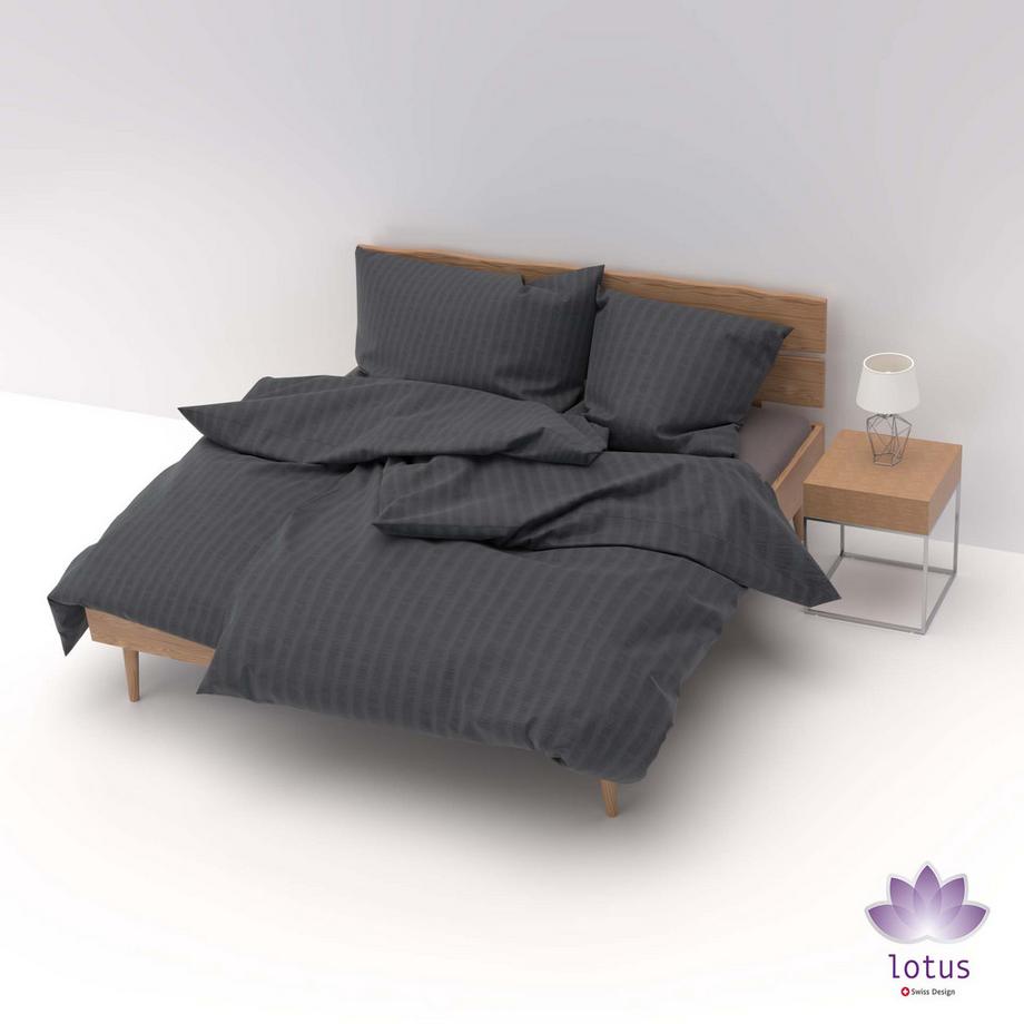 Lotus Bettwaren Lotus Biancheria da Letto Raso Seersucker Tinta Unita  