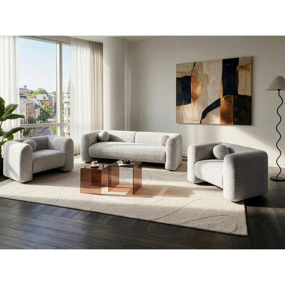 Beliani Salon pour 5 personnes en Tissu Moderne LEIREN  