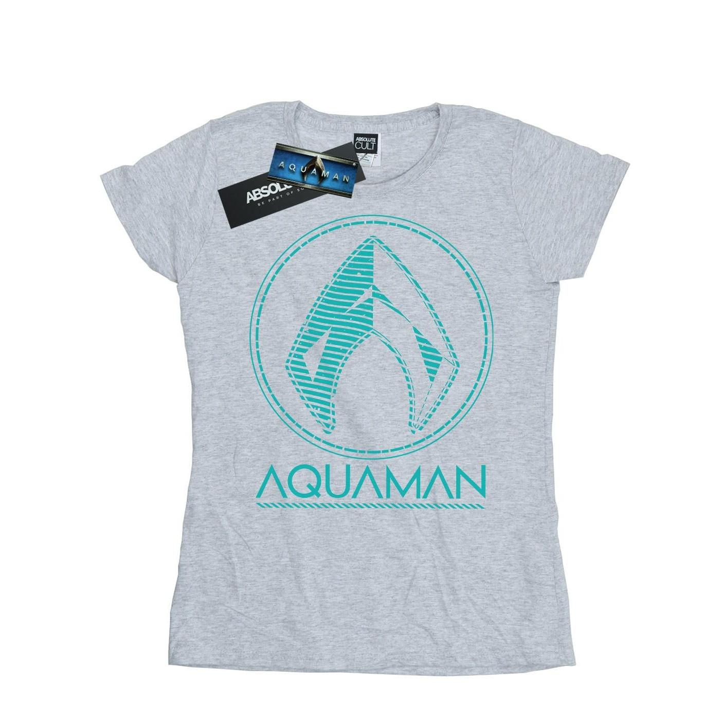 Image of Aquaman Aqua Logo Tshirt Damen Grau XXL