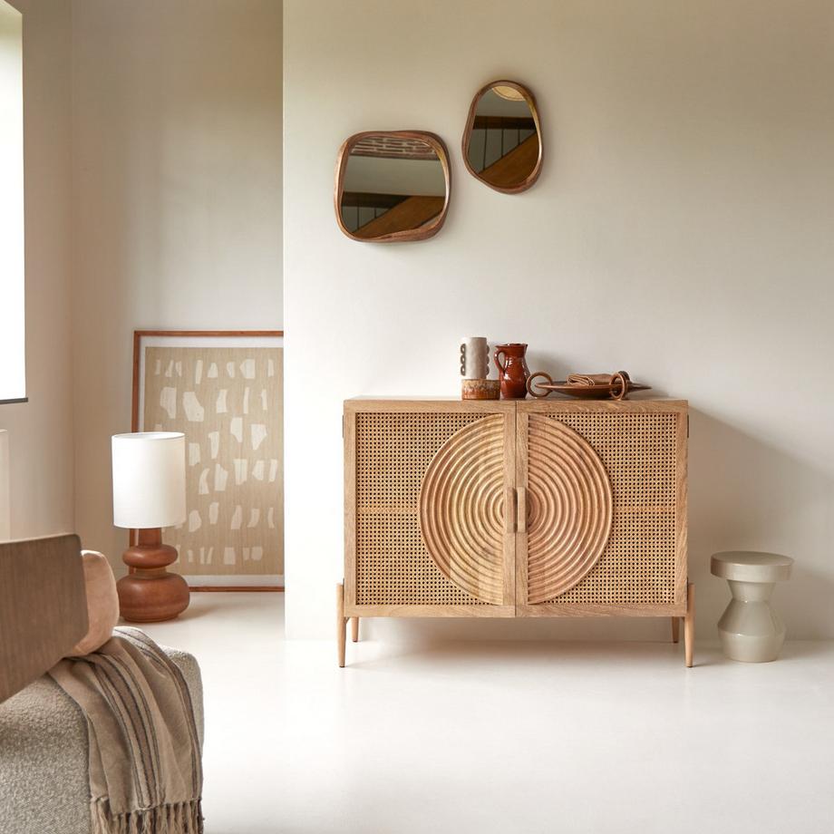 Tikamoon Sideboard aus massivem Mangoholz und Rattan 115 cm Sina  