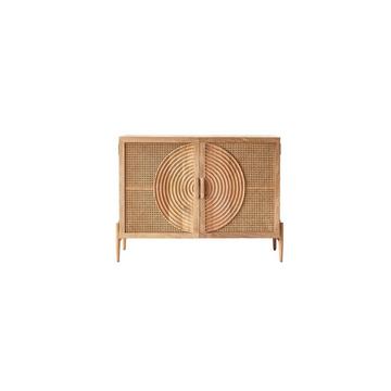 Sideboard aus massivem Mangoholz und Rattan 115 cm Sina