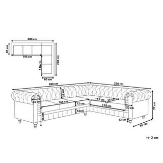 Beliani Canapé d'angle gauche en Polyester Glamour CHESTERFIELD  