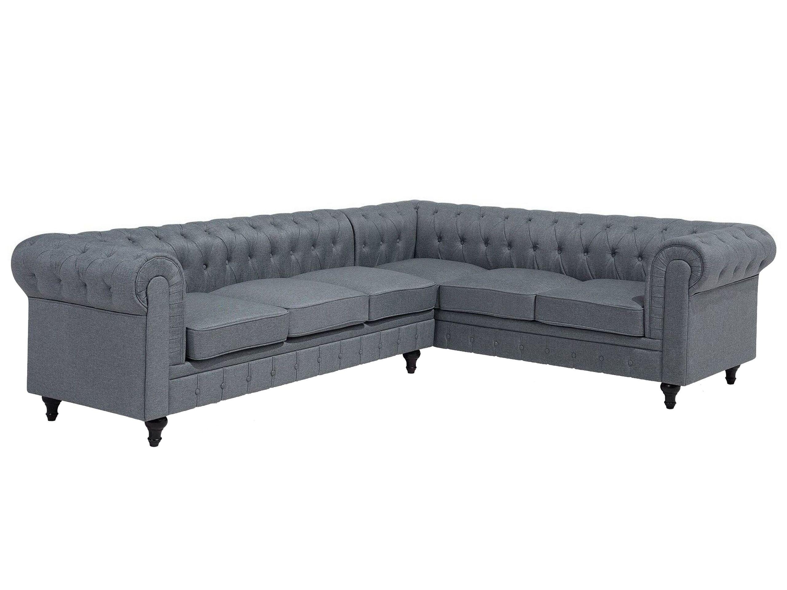 Beliani Linksseitiges Ecksofa aus Polyester Glamourös CHESTERFIELD  