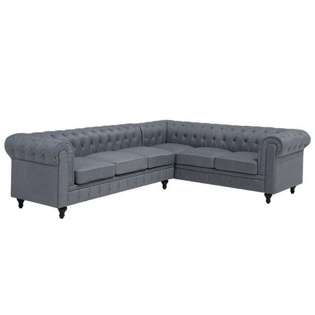 Beliani Divano angolare sinistro en Poliestere Glamour CHESTERFIELD  