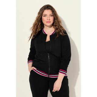 Ulla Popken  Loungewear-Jacke, Streifenbündchen, College-Look 