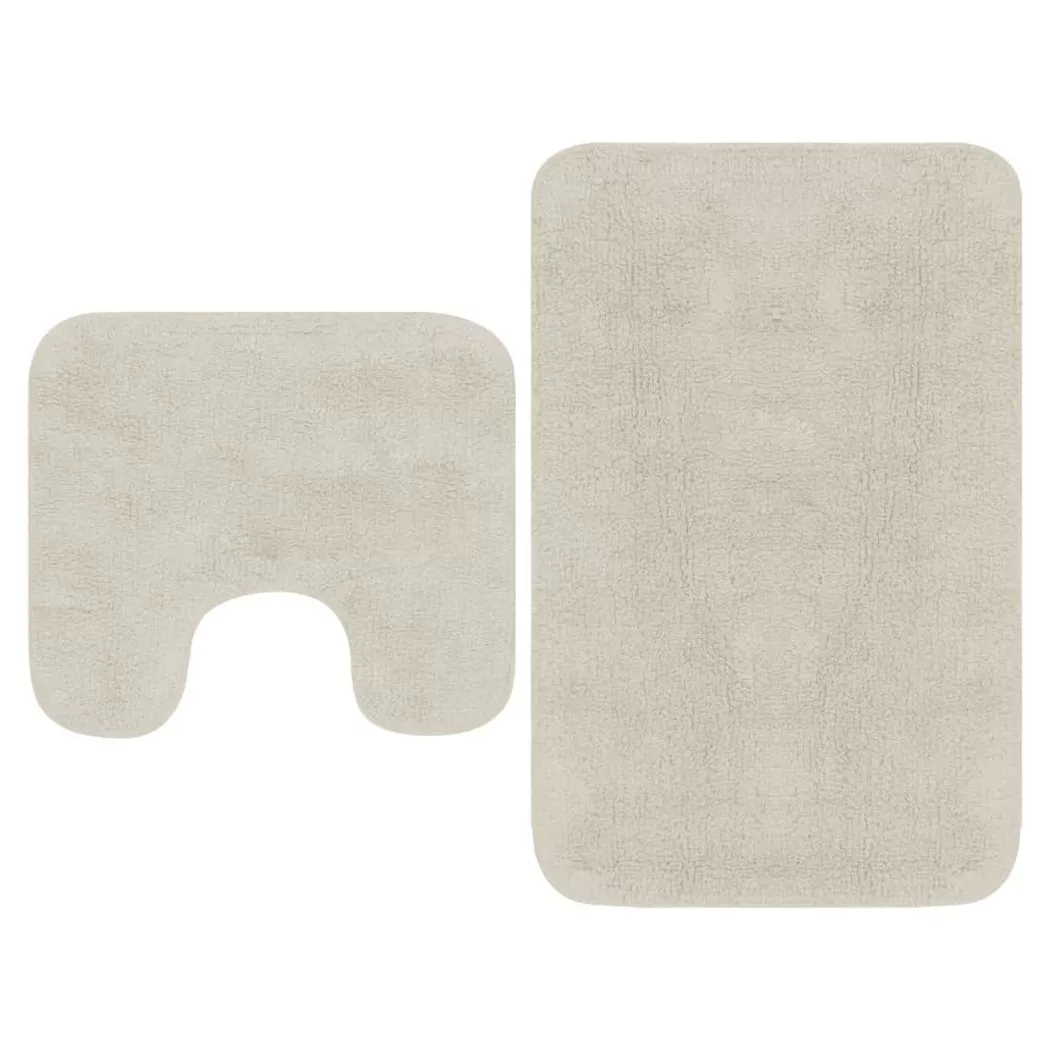 vidaXL Jeu de tapis de salle de bain 2 pcs Tissu Blanc