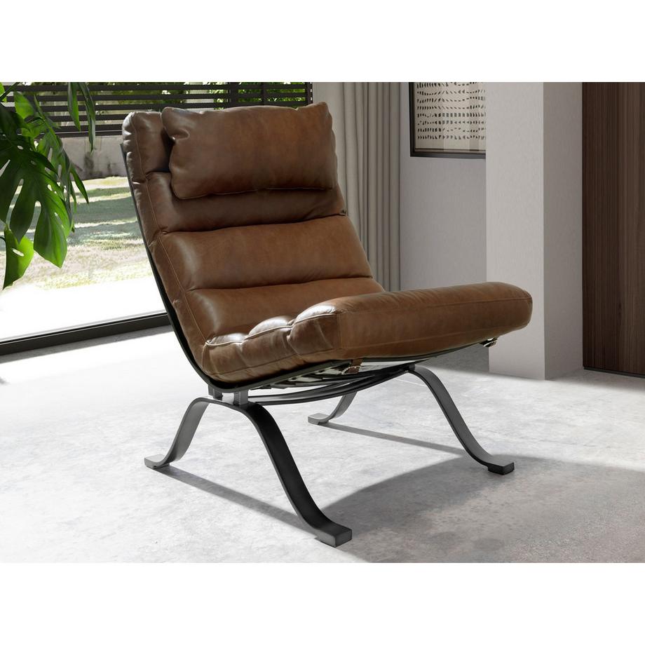 ANGEL CERDA Poltrona in pelle marrone scuro  