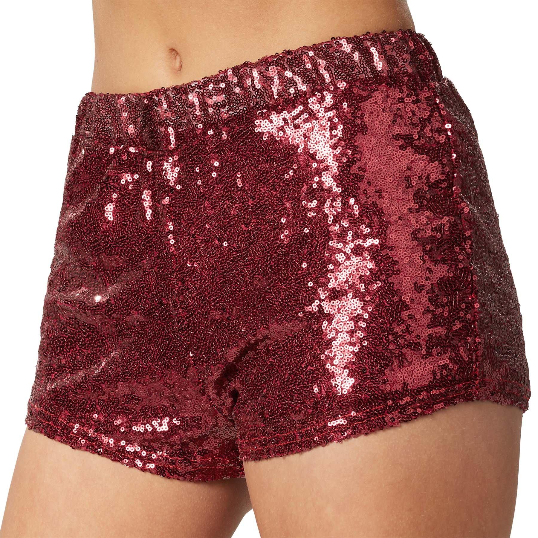 Image of Pailletten-shorts Damen Bordeaux XL