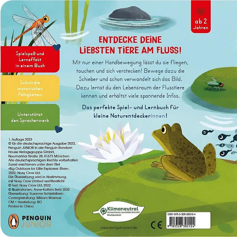 Komm mit nach draussen! - Tiere am Fluss Behl, Anne-Kathrin (Illustrationen); Schiefelbein, Susanne (Übersetzung) Copertina rigida 
