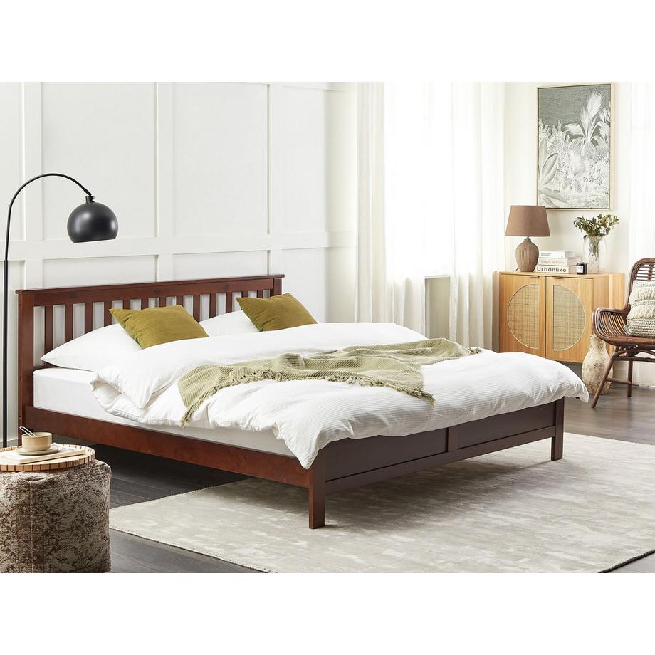 Beliani Lit avec sommier en Bois de pin Traditionnel MAYENNE  