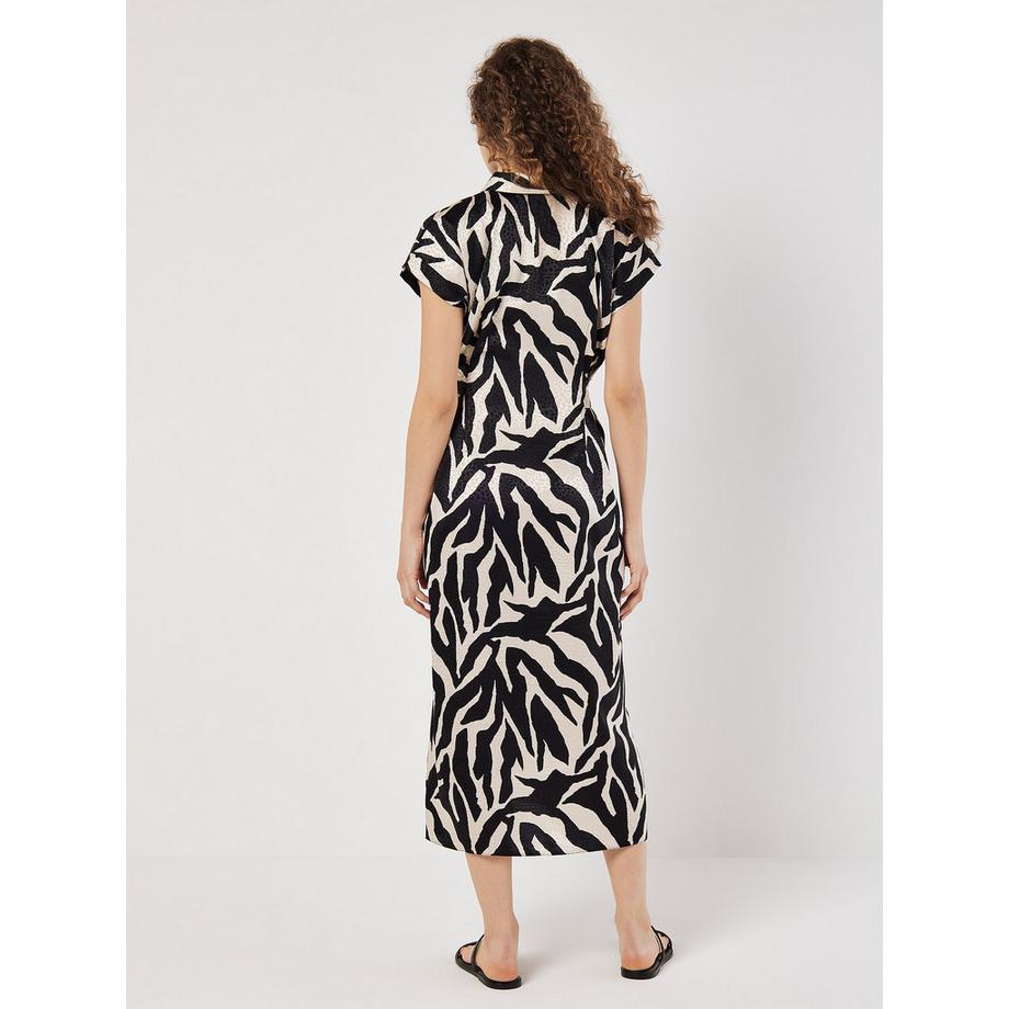 APRICOT Strukturiertes Satin Zebramuster Midikleid  