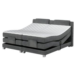 Vente-unique Ensemble complet boxspring tête de lit + sommiers relaxation électrique + matelas + surmatelas - 2 x 80 x 200 cm - Tissu - Gris clair - CASTEL de PALACIO  