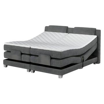 Ensemble complet boxspring tête de lit + sommiers relaxation électrique + matelas + surmatelas - 2 x 80 x 200 cm - Tissu - Gris clair - CASTEL de PALACIO