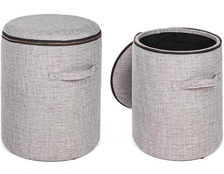 mutoni Pouf Radmila con vano contenitore grigio set da 2  