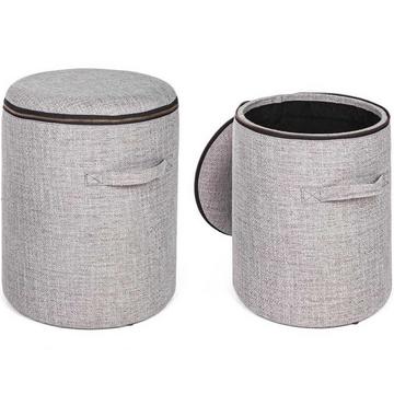 Pouf Radmila con vano contenitore grigio set da 2