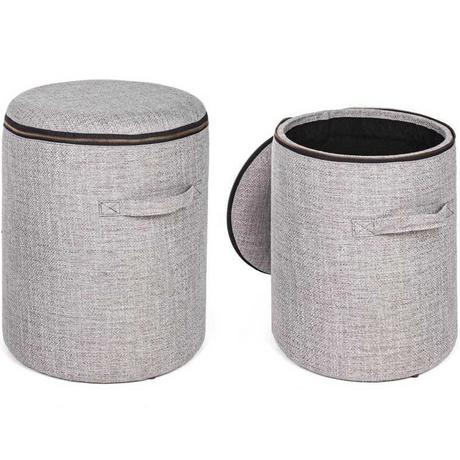 mutoni Pouf Radmila con vano contenitore grigio set da 2  