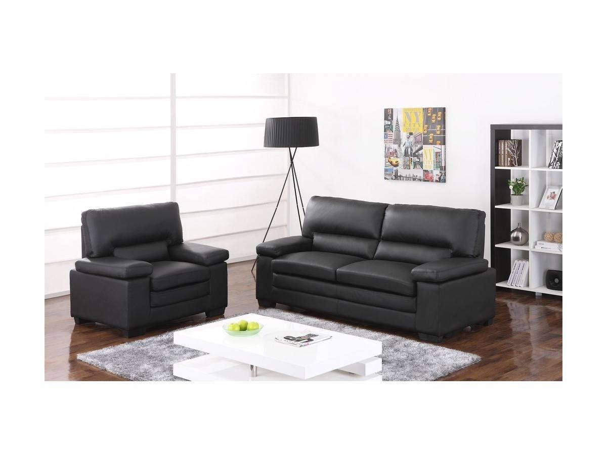 Vente-unique Couchgarnitur Leder 3+1 MIMAS Büffelleder  