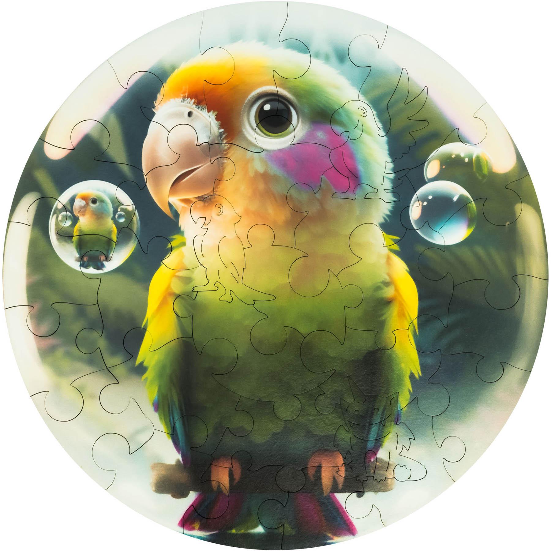 Unidragon  Bubblezz Papagei (30 Teile) - Holzpuzzle für Kinder 