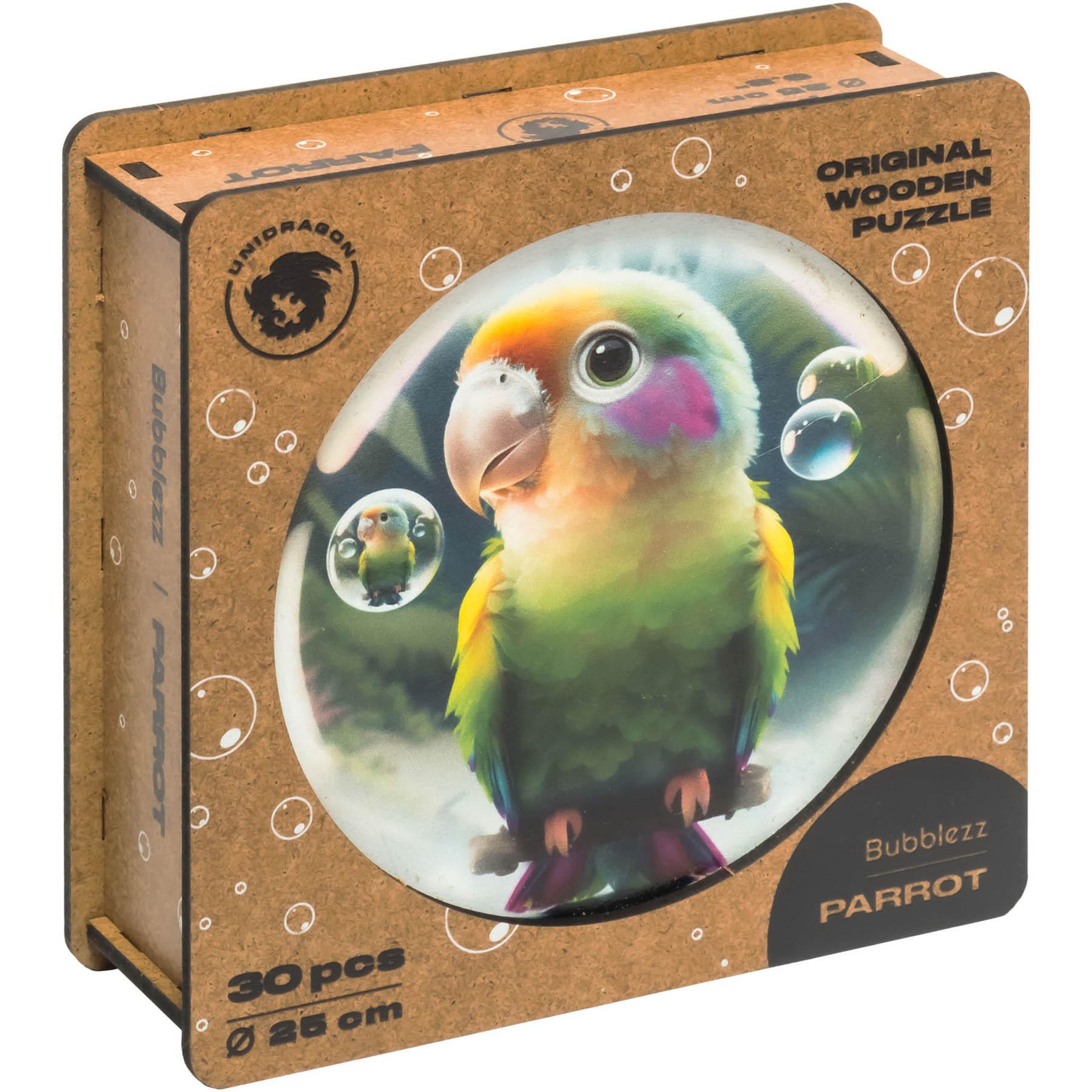 Unidragon  Bubblezz Papagei (30 Teile) - Holzpuzzle für Kinder 