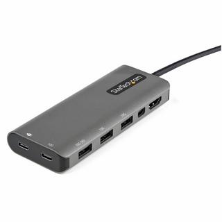 STARTECH.COM  Adaptateur Multiports USB-C - USB-C vers HDMI ou Mini DisplayPort 4K 60Hz - Alimentation 100W Passthrough - Hub USB 4 Ports 10Gbps - Mini Dock USB Type-C - Câble Intégré 30cm 