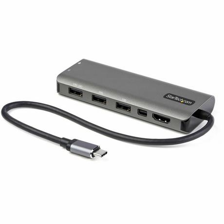 STARTECH.COM  Adaptateur Multiports USB-C - USB-C vers HDMI ou Mini DisplayPort 4K 60Hz - Alimentation 100W Passthrough - Hub USB 4 Ports 10Gbps - Mini Dock USB Type-C - Câble Intégré 30cm 