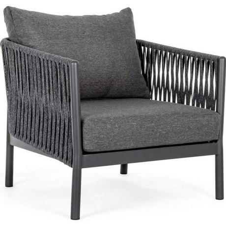 mutoni Fauteuil de jardin Florencia avec coussin anthracite  