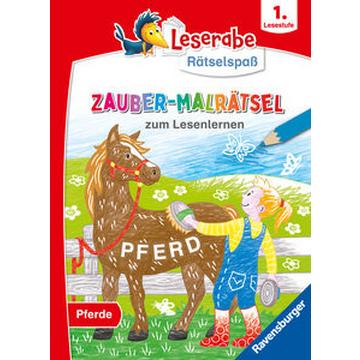 Ravensburger Leserabe Zauber-Malrätsel zum Lesenlernen: Pferde (1. Lesestufe), Zauberpapier-Malbuch, Rätsel, Lesen lernen Vorschule, Rätselbuch ab 6 Jahre