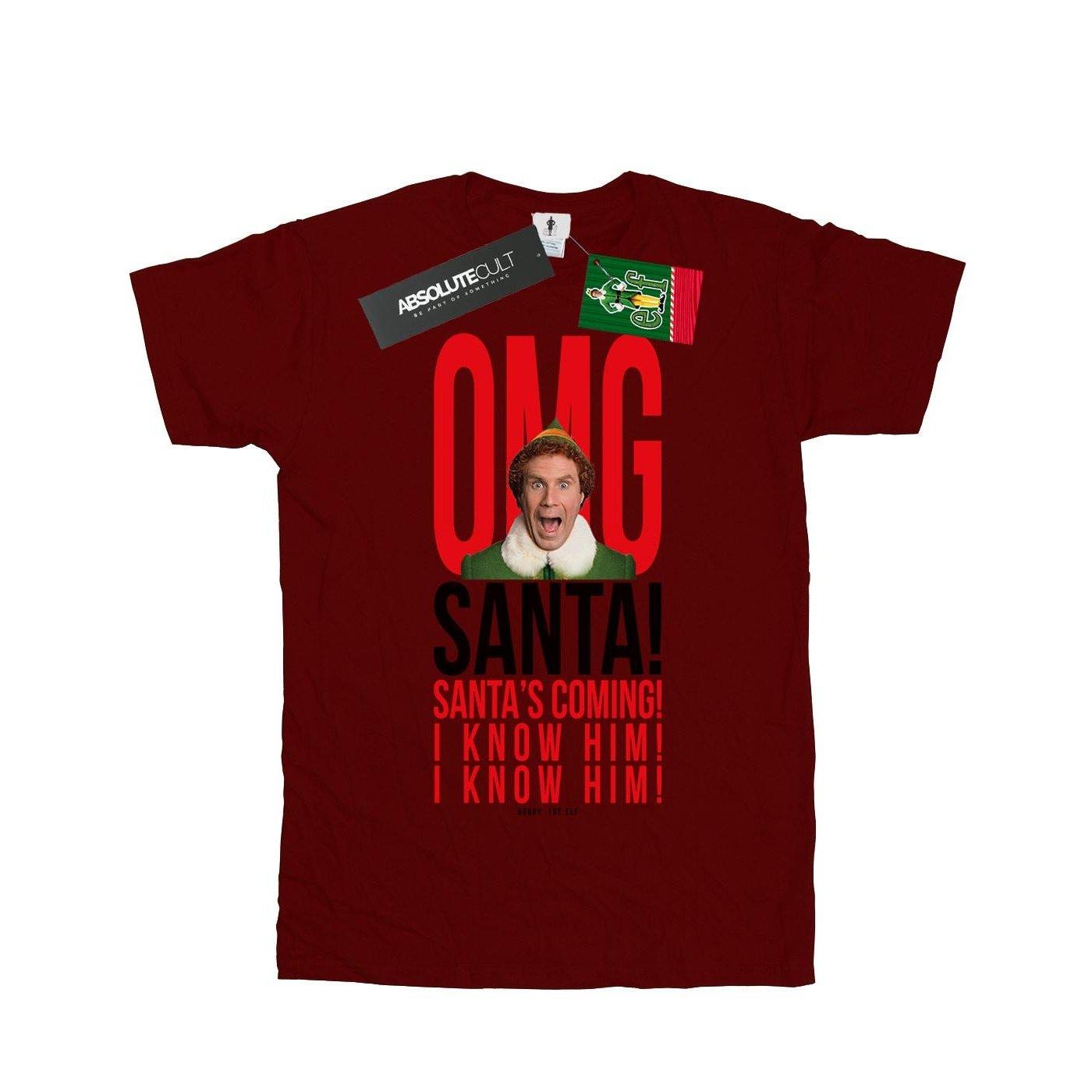 Image of Omg Santa I Know Him Tshirt Mädchen Weinrot 128