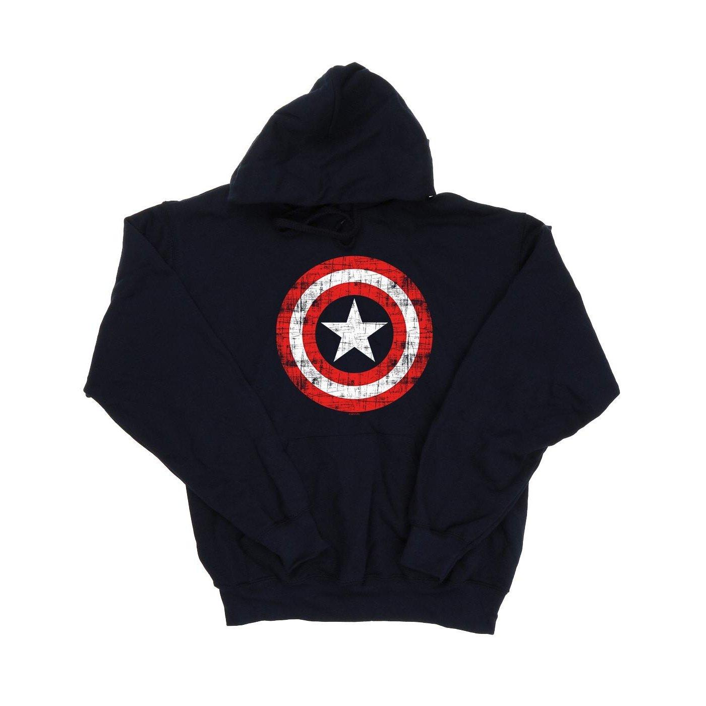 Image of Avengers Captain America Scratched Shield Kapuzenpullover Herren Marine L