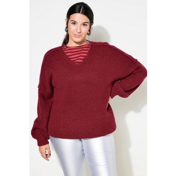 Maglione con maniche lunghe e larghe e scollo a V con pizzo