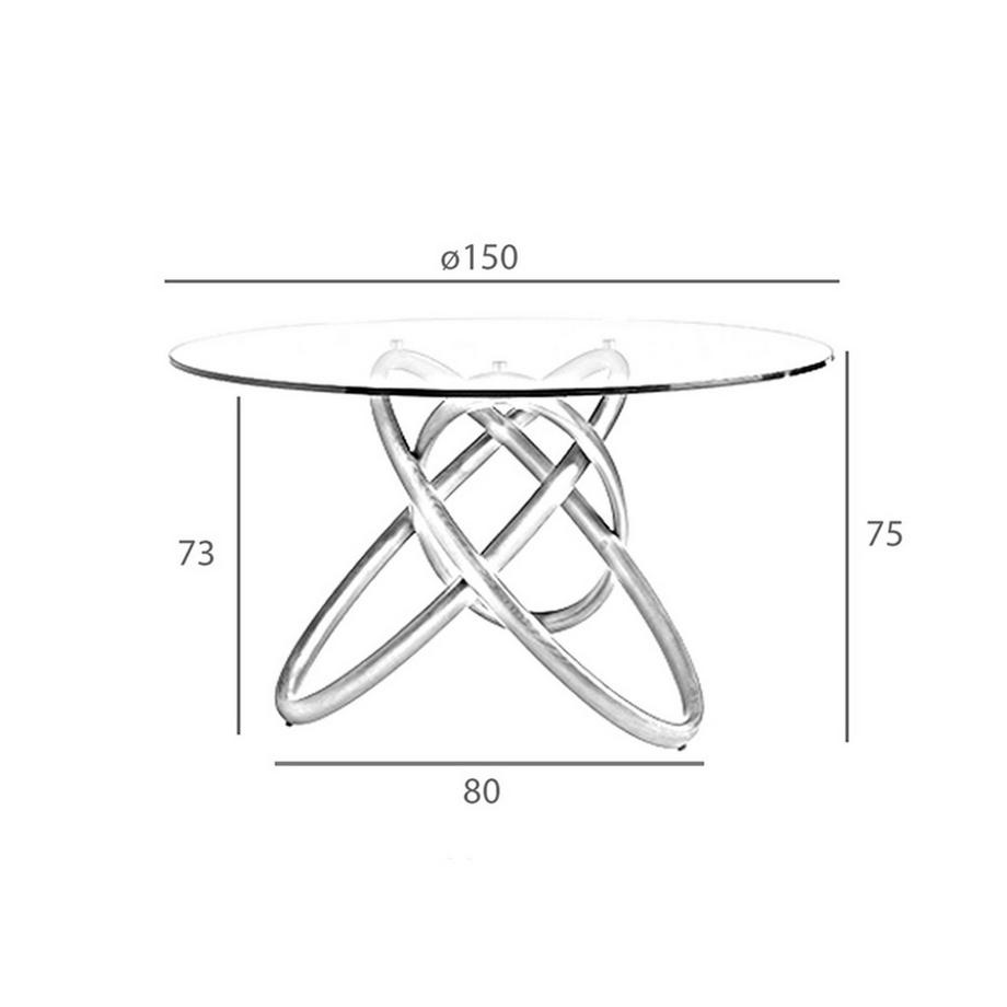 ANGEL CERDA Table à manger ronde verre trempé et noyer  