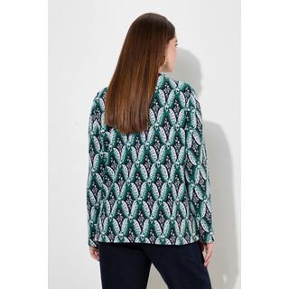 Ulla Popken  Felpa con lavorazione jacquard, collo alto, maniche lunghe e cotone biologico 