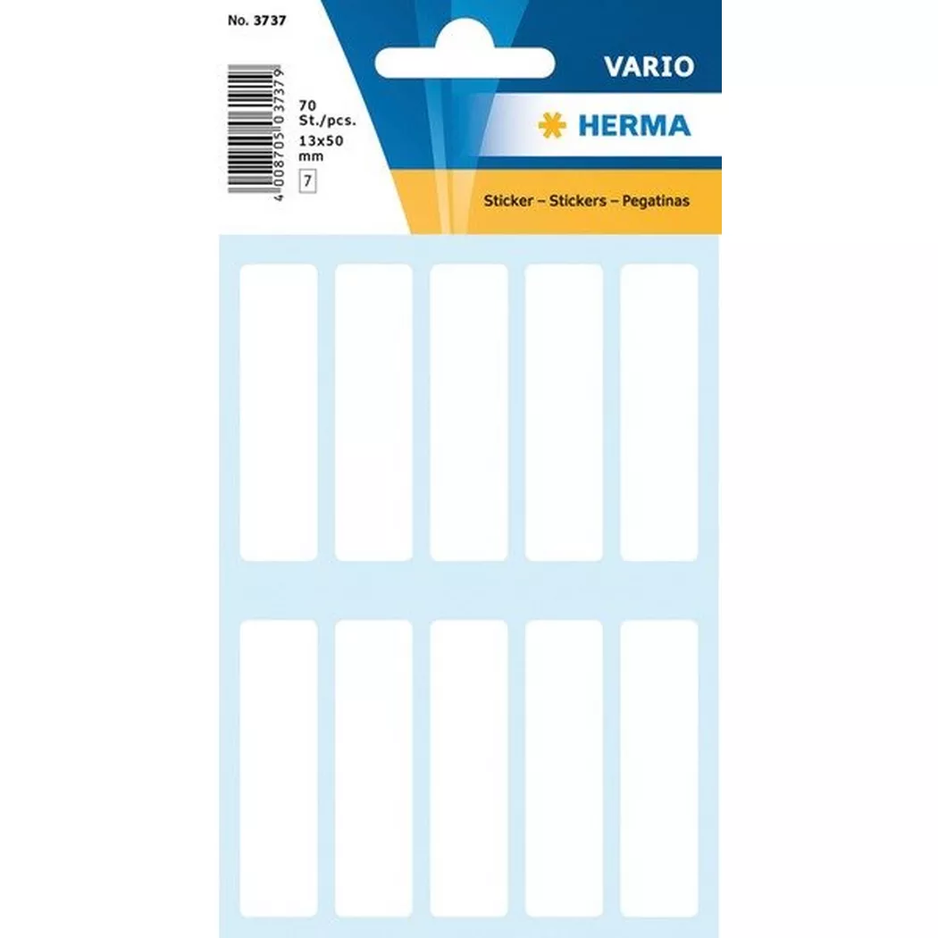 HERMA – Etiketten 13×50mm 3737 weiss 70 Stück, One Size