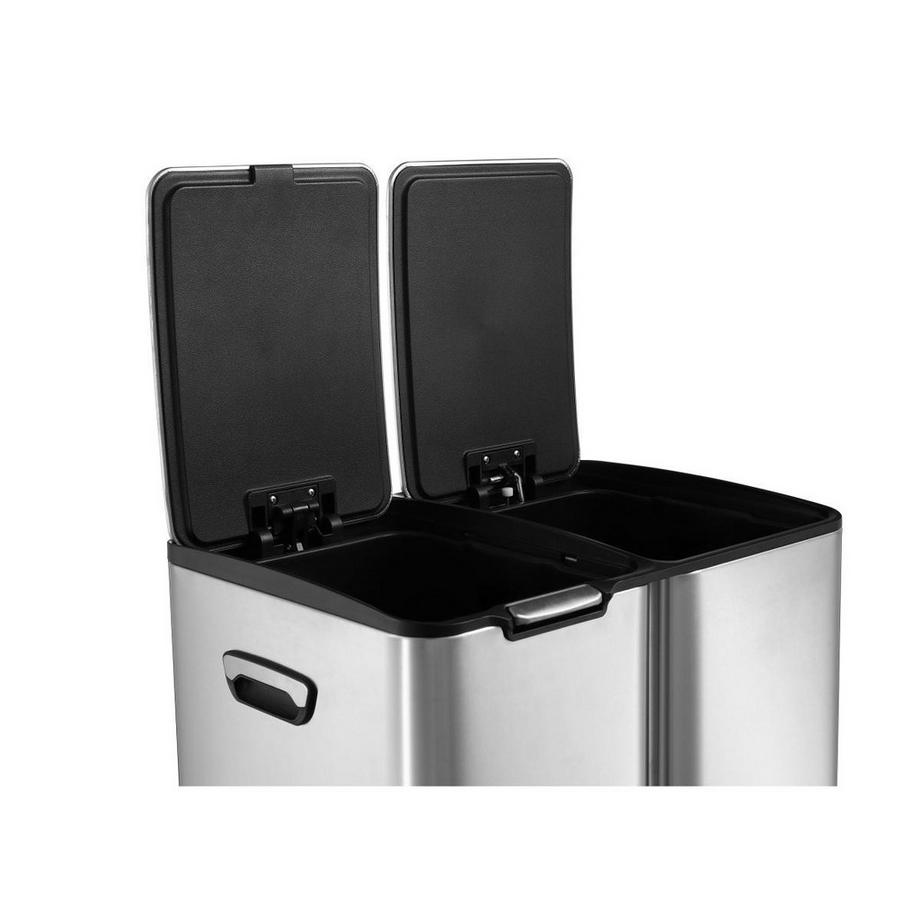 Vente-unique Tretabfalleimer aus Edelstahl - 3 Behälter - 60 l - DUMEO  