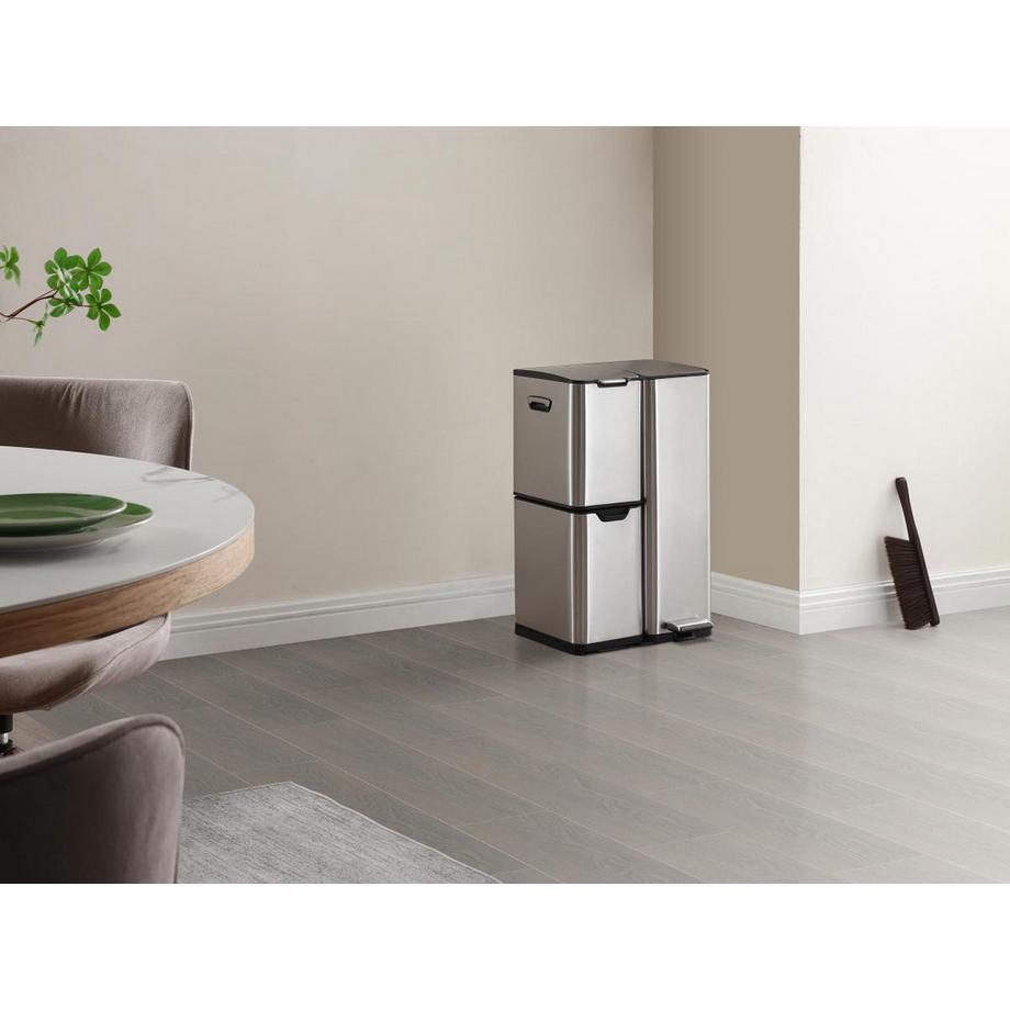 Vente-unique Tretabfalleimer aus Edelstahl - 3 Behälter - 60 l - DUMEO  