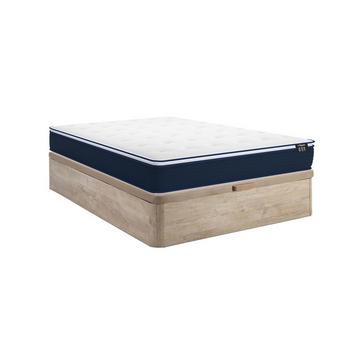 Ensemble 140 x 190 cm sommier coffre naturel clair + matelas ressorts ensachés et surmatelas intégré ép.24cm - ALTIER de YSMÉE