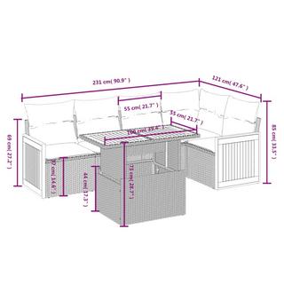 VidaXL Ensemble de canapés de jardin rotin synthétique  