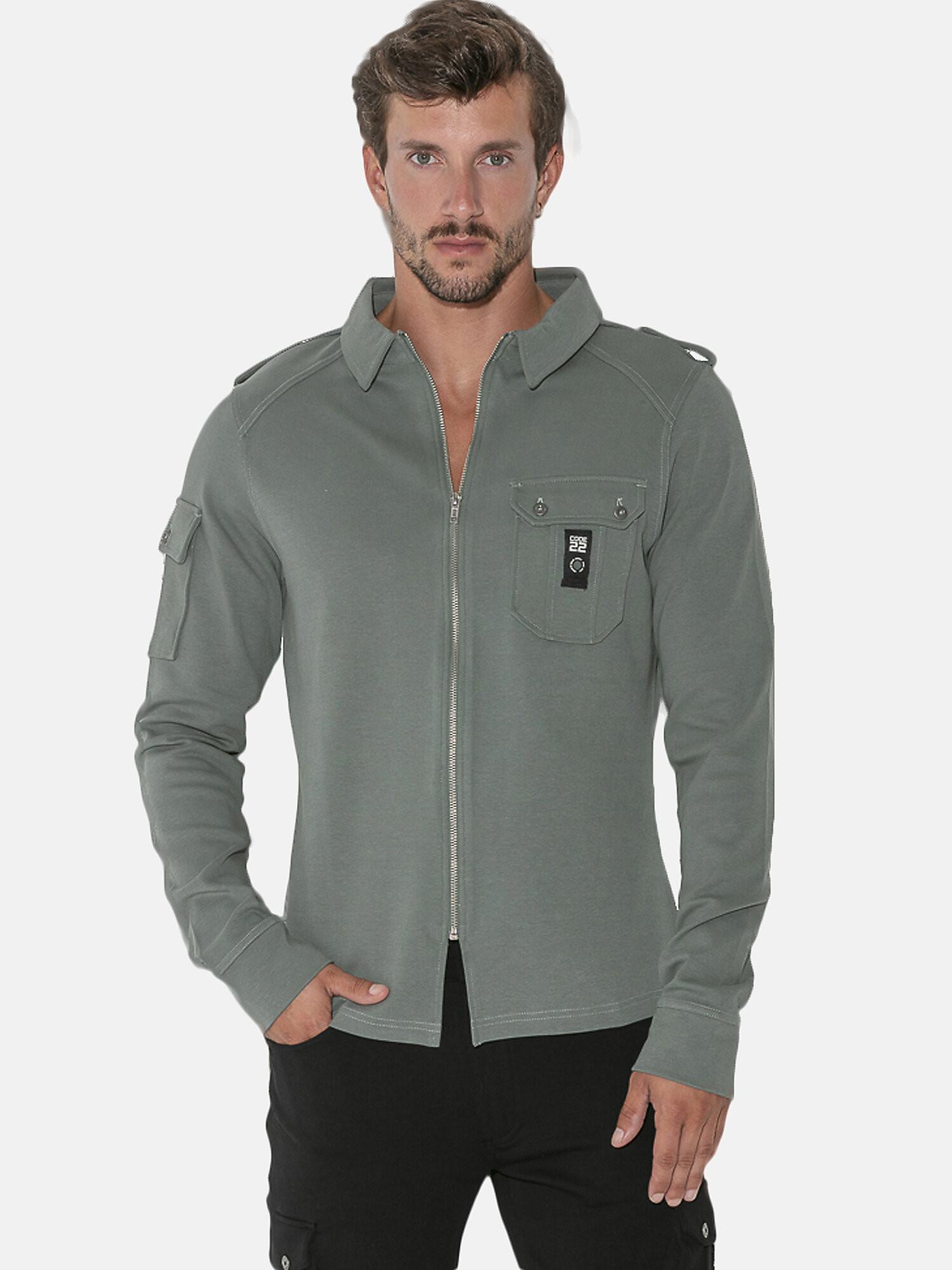 Image of Sportjacke Mit Reißverschluss Und Kapuze Geo Unisex Militärgrün XXL