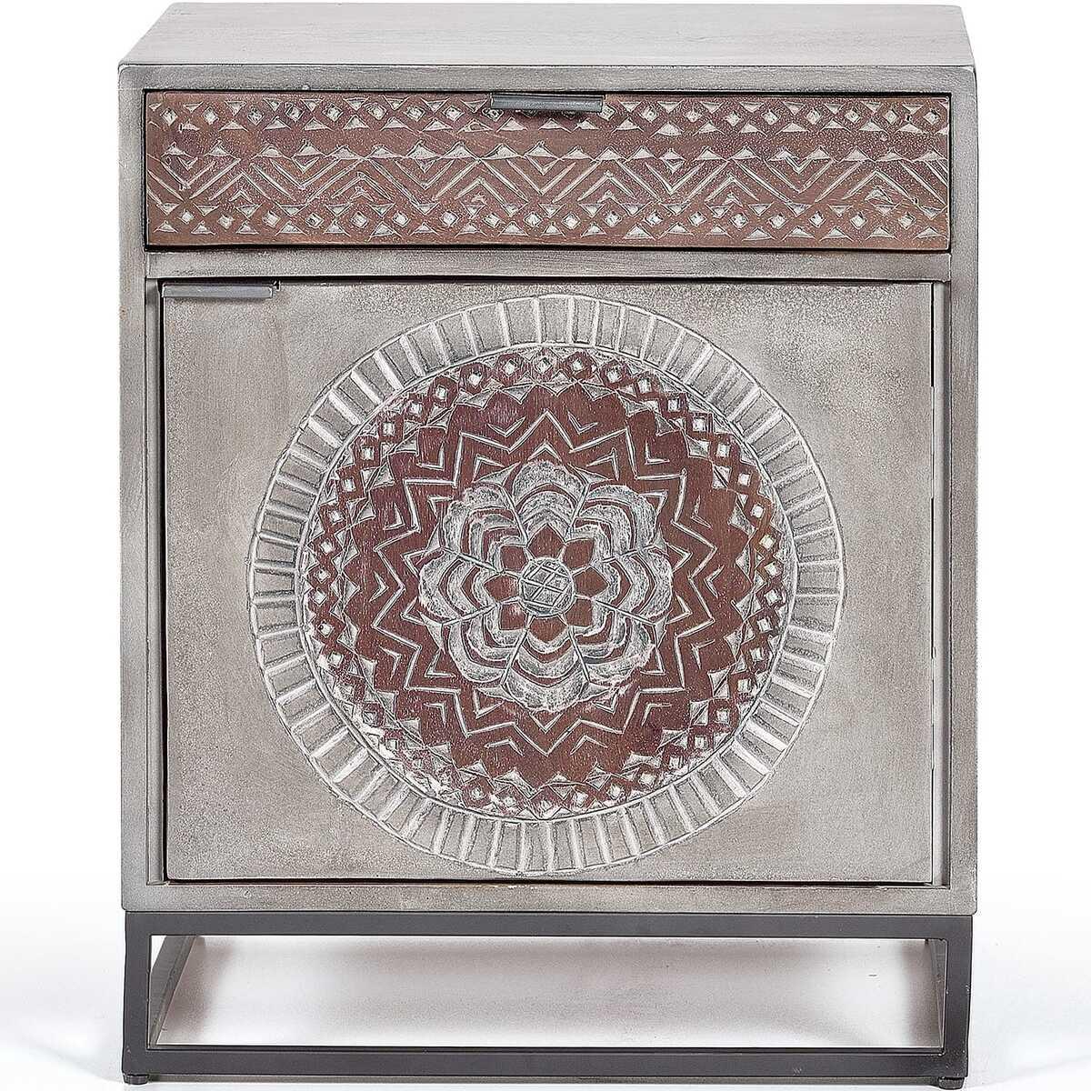 Image of Nachttisch Wood Mandala Mango Nachttisch Wood Mandala Mango