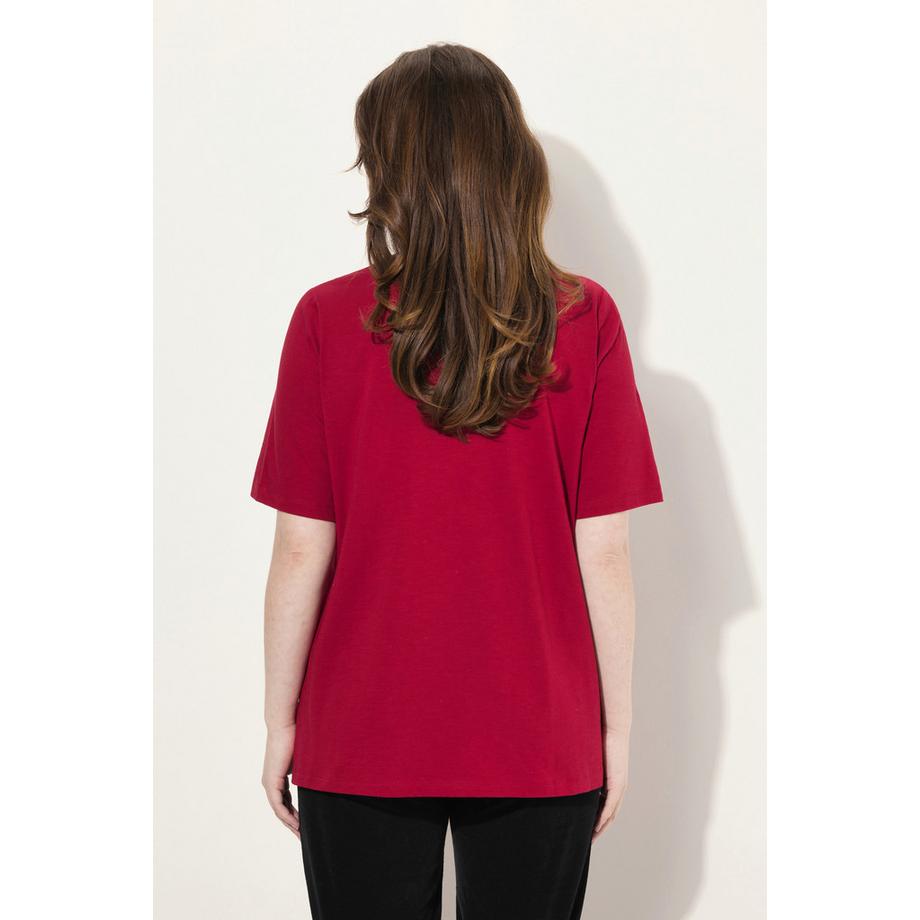 Ulla Popken Cerf Paillettes Col Rond Manches Courtes T-Shirt  