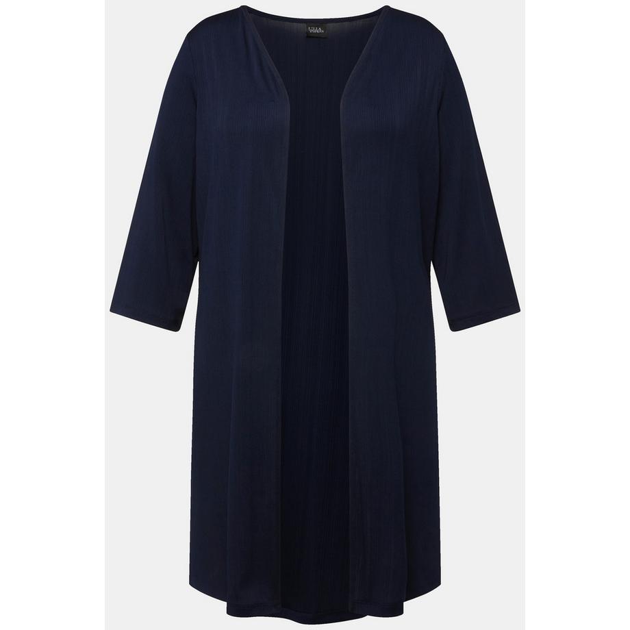 Ulla Popken Gilet long en jersey côtelé coupe ouverte encolure en V  