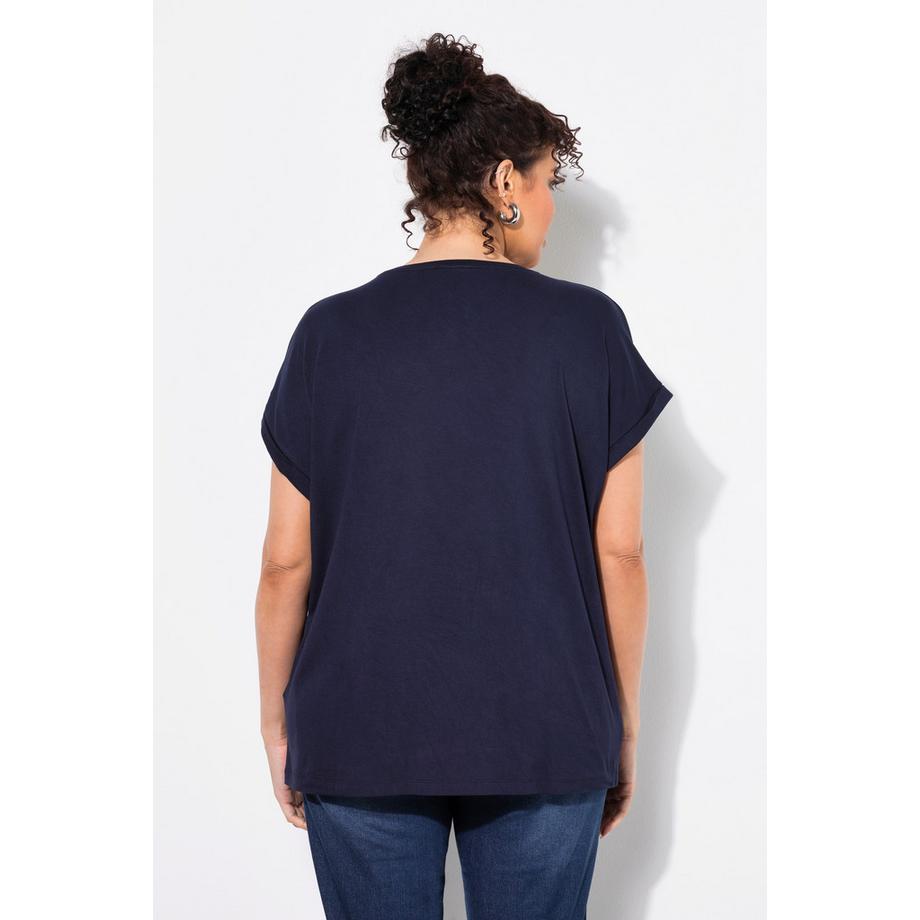 Ulla Popken T-shirt oversize stampata maniche corte scollo rotondo  