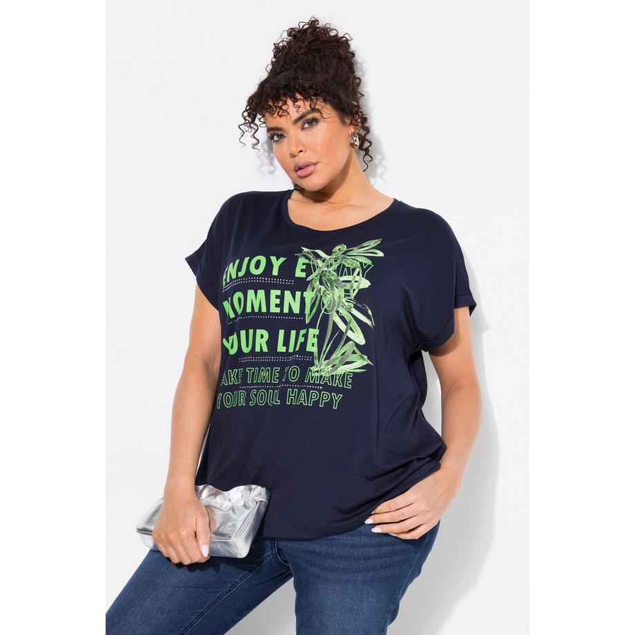 Ulla Popken T-shirt oversize stampata maniche corte scollo rotondo  