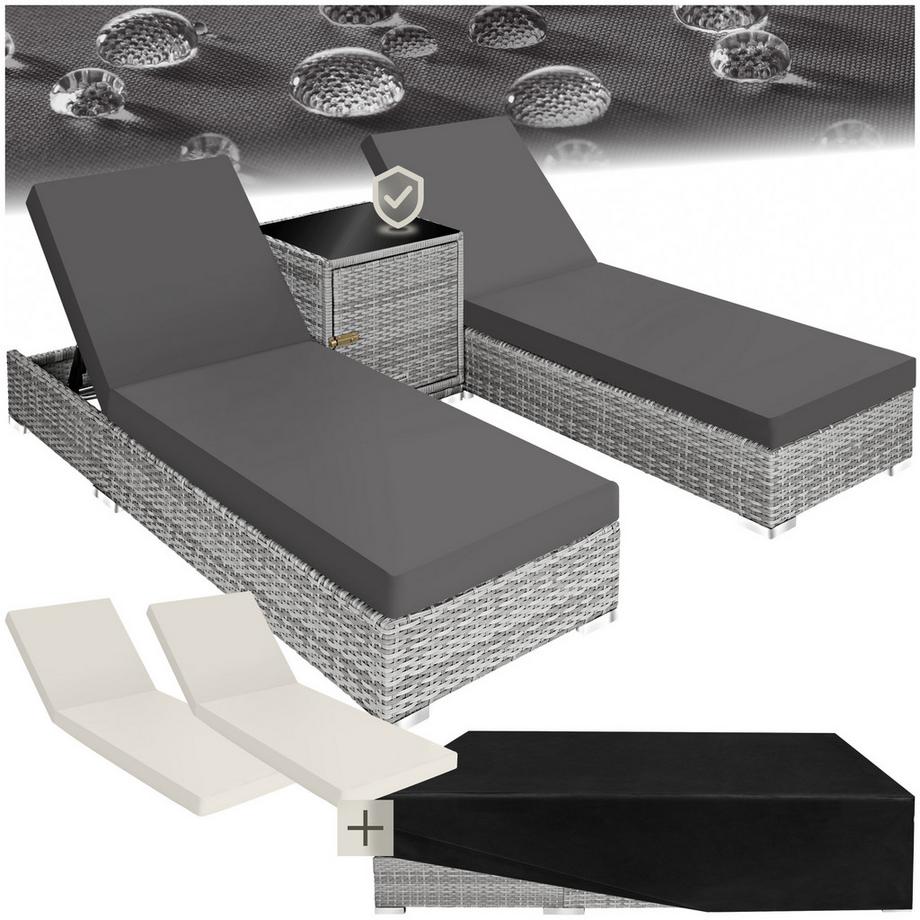 Lot de 2 chaises longues en rotin et aluminium Nautica résistant aux intempéries et aux UV