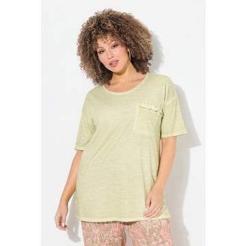 T-shirt oversize. Manches courtes. Poche poitrine ruchée